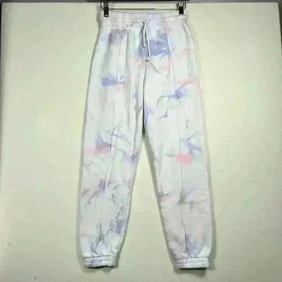 ARITZIA Tie Dye Jogger Sweatpants White Purple Pink Drawstring Lounge Women XS - Picture 1 of 9
